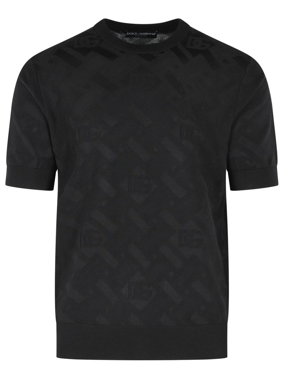 Dolce & Gabbana Ribbed Crew Neck Black Silk Top Zwart