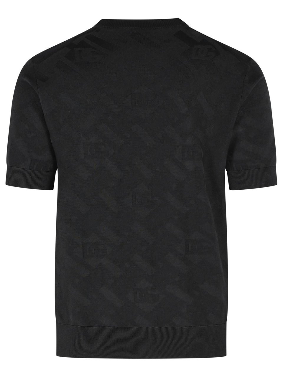 Dolce & Gabbana Ribbed Crew Neck Black Silk Top Zwart