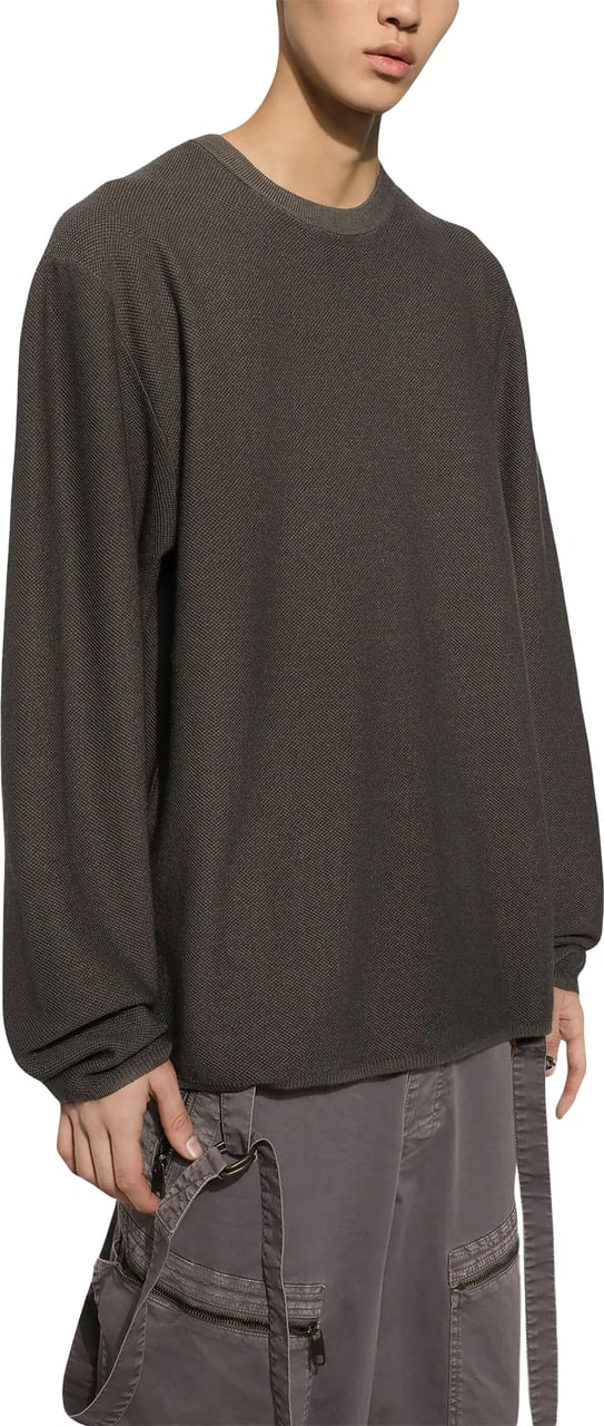 Dolce & Gabbana Dark Grey Refined Fine-Knit Pullover Grijs
