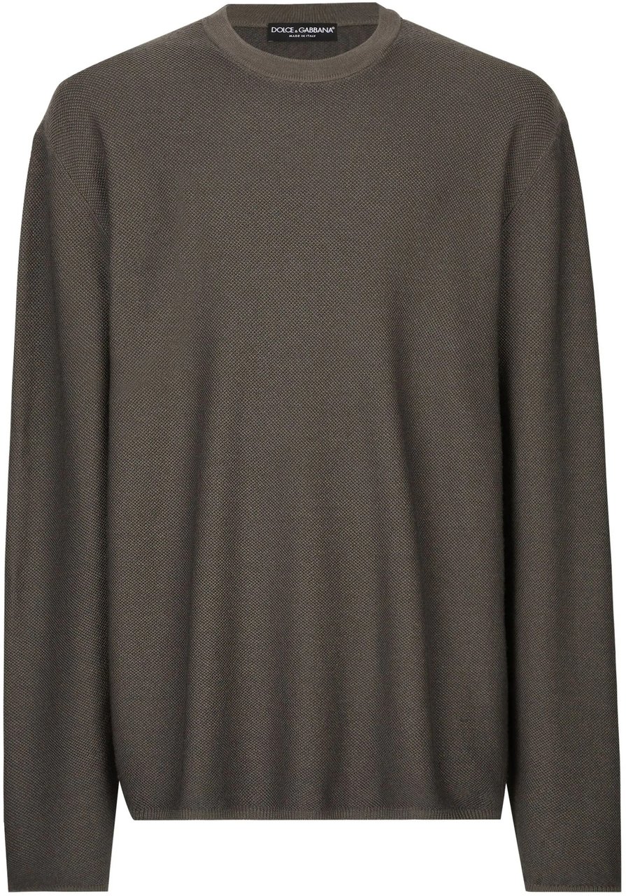 Dolce & Gabbana Dark Grey Refined Fine-Knit Pullover Grijs