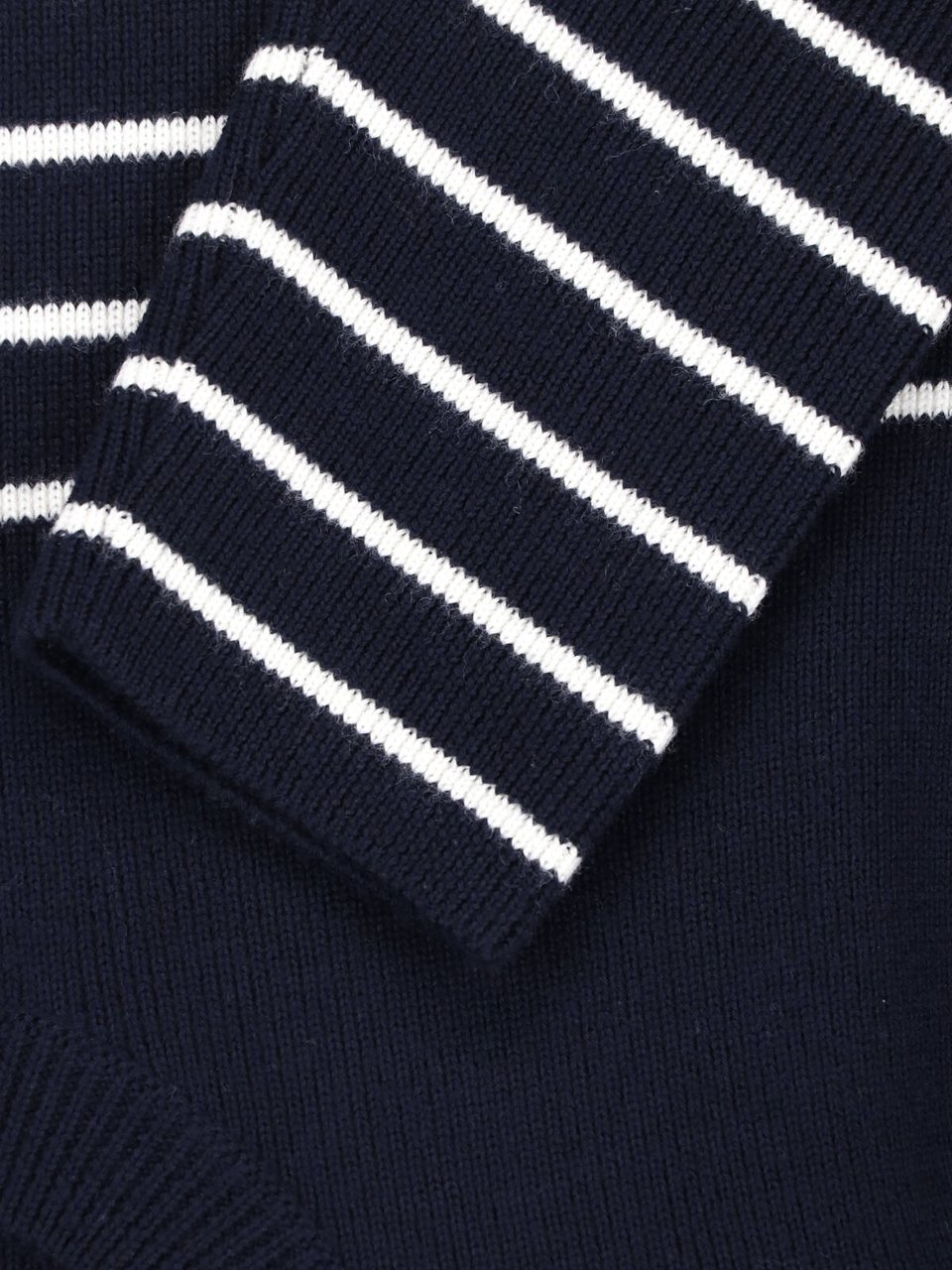 Dolce & Gabbana Striped Virgin Wool Knit Top With Gold Button Accents Blauw