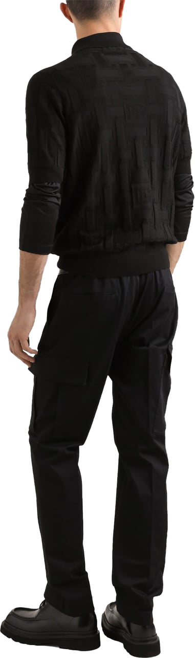 Dolce & Gabbana Silk DG Logo Jacquard Polo Shirt Zwart
