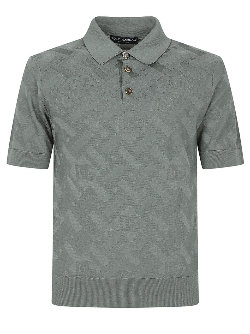 Dolce & Gabbana Silk Micropoint Grey Polo Shirt Grijs