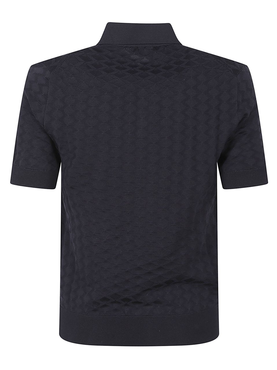 Dolce & Gabbana Short-Sleeve Textured Silk Polo Zwart