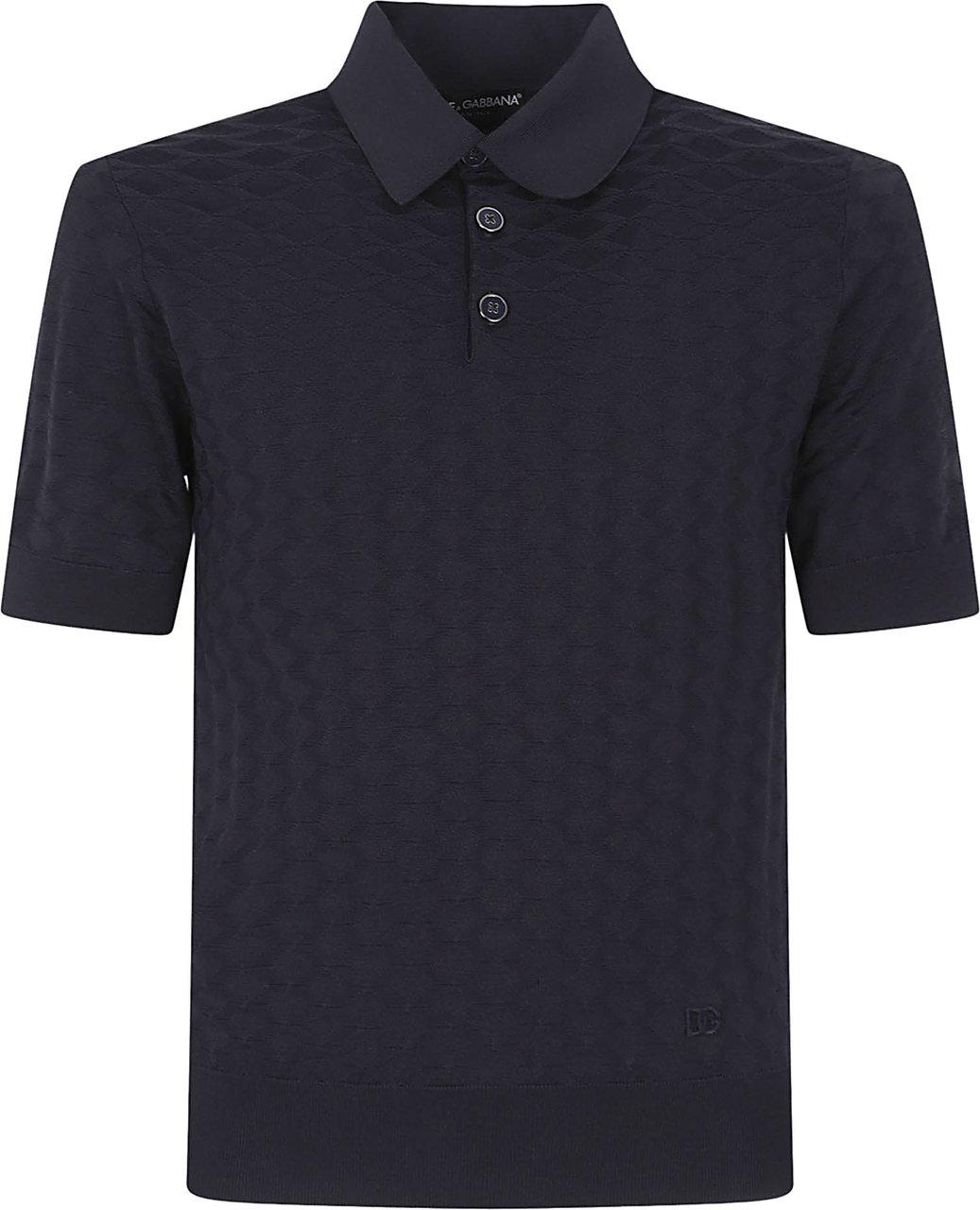 Dolce & Gabbana Short-Sleeve Textured Silk Polo Zwart