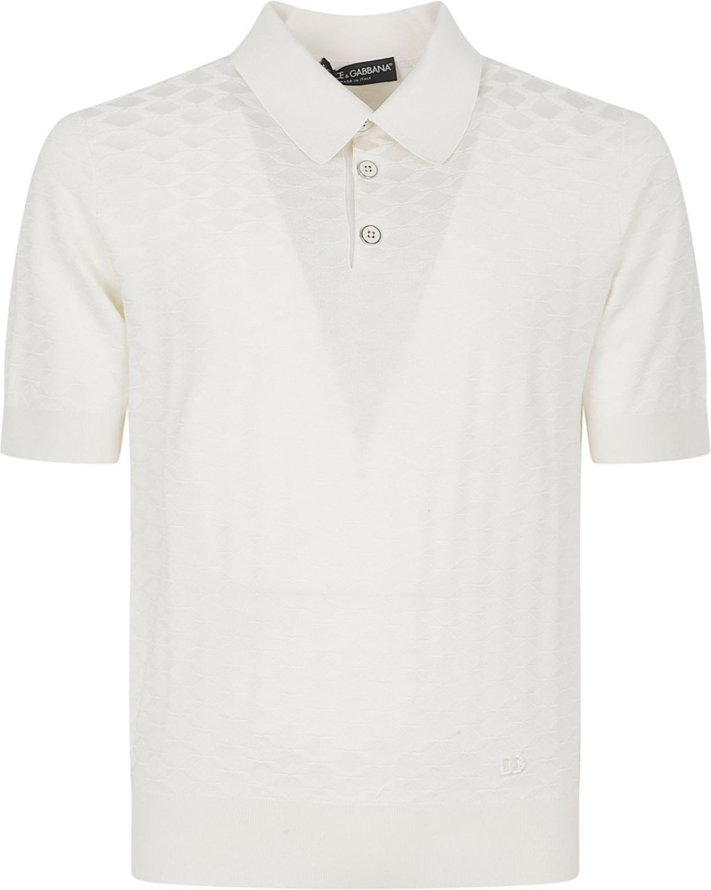 Dolce & Gabbana Short-Sleeve Silk Polo Shirt Wit