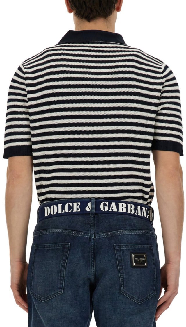 Dolce & Gabbana V-Neck Polo Shirt Blauw