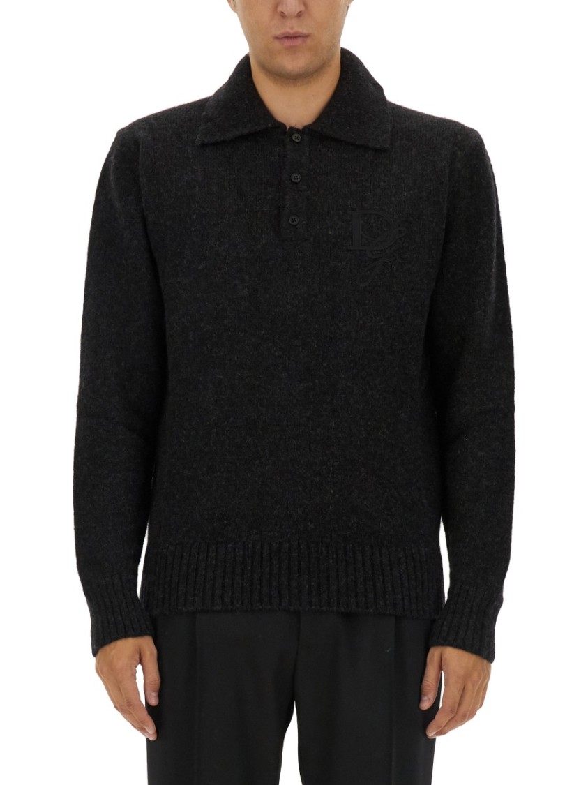 Dolce & Gabbana Wool Polo. Zwart