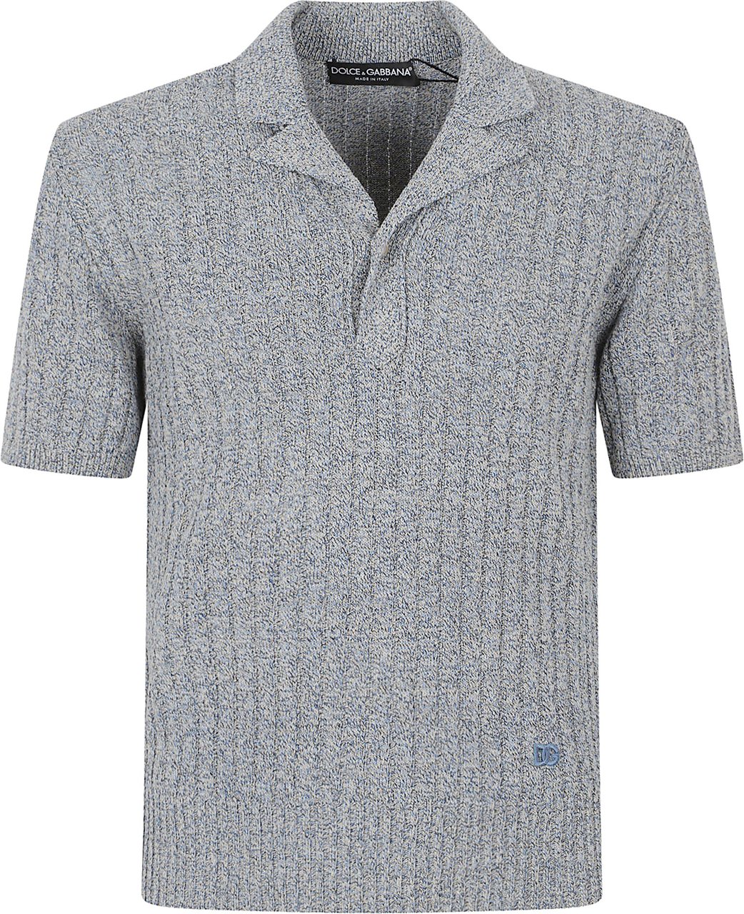 Dolce & Gabbana Mélange Knit Polo With Johnny Collar Grijs