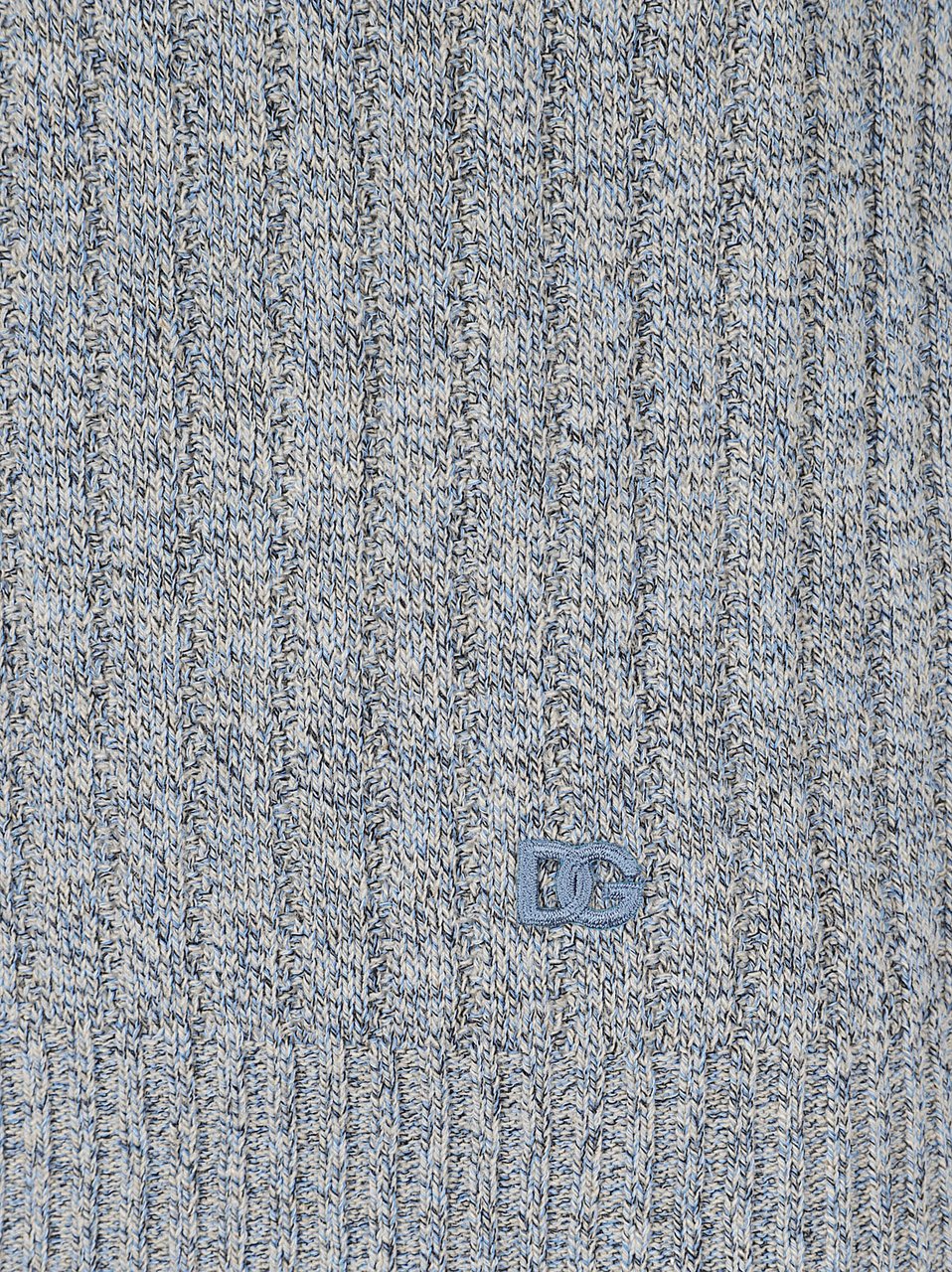 Dolce & Gabbana Mélange Knit Polo With Johnny Collar Grijs