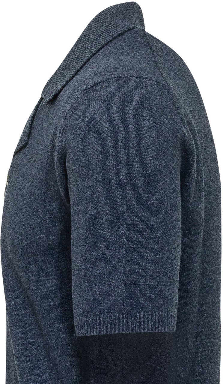 Dolce & Gabbana Polo in Maglia con Collo a Rever Navy