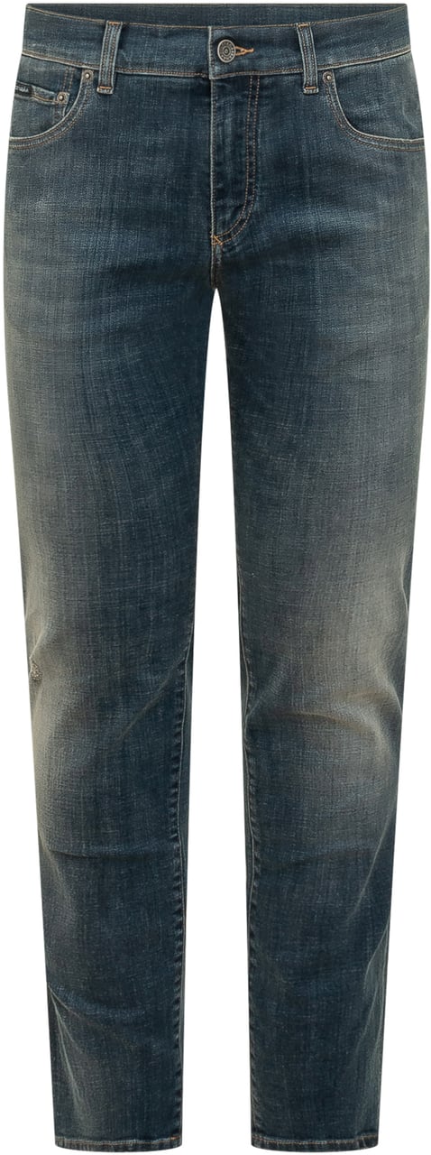 Dolce & Gabbana Jeans Cinque Tasche con Chiusura con Bottone Blauw