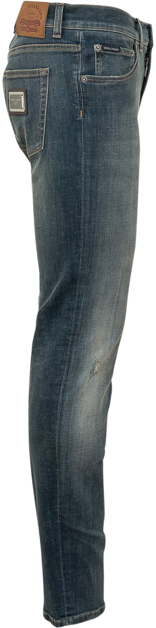 Dolce & Gabbana Jeans Cinque Tasche con Chiusura con Bottone Blauw