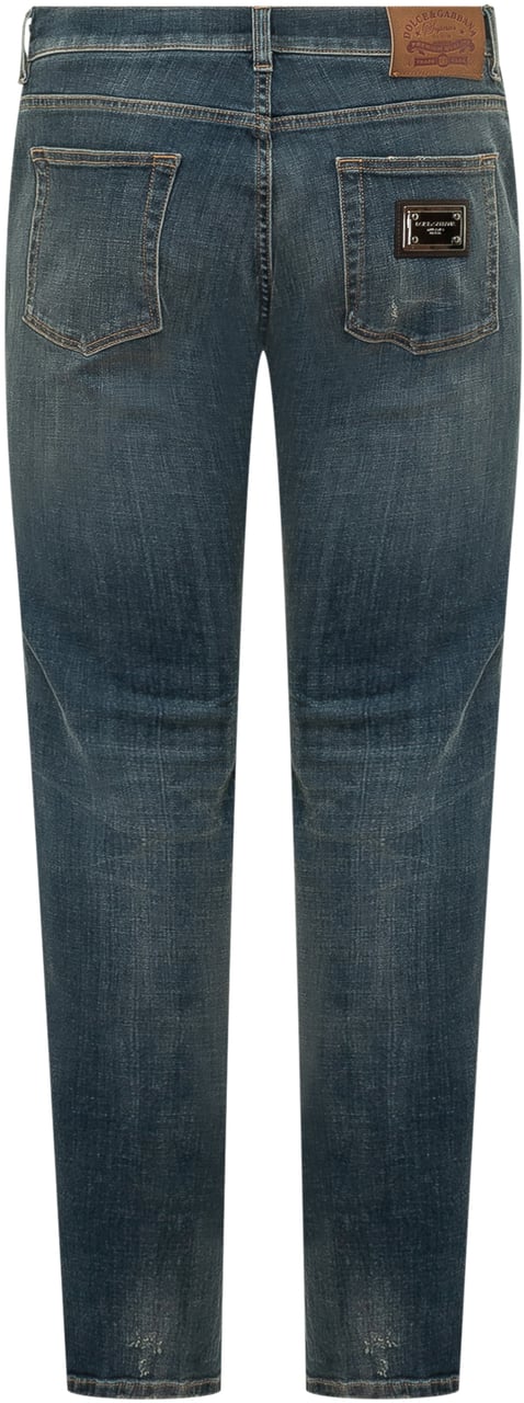 Dolce & Gabbana Jeans Cinque Tasche con Chiusura con Bottone Blauw