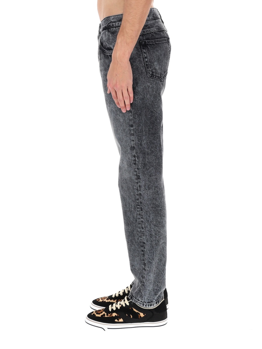 Dolce & Gabbana Washed Black Tapered Cotton Jeans Grijs