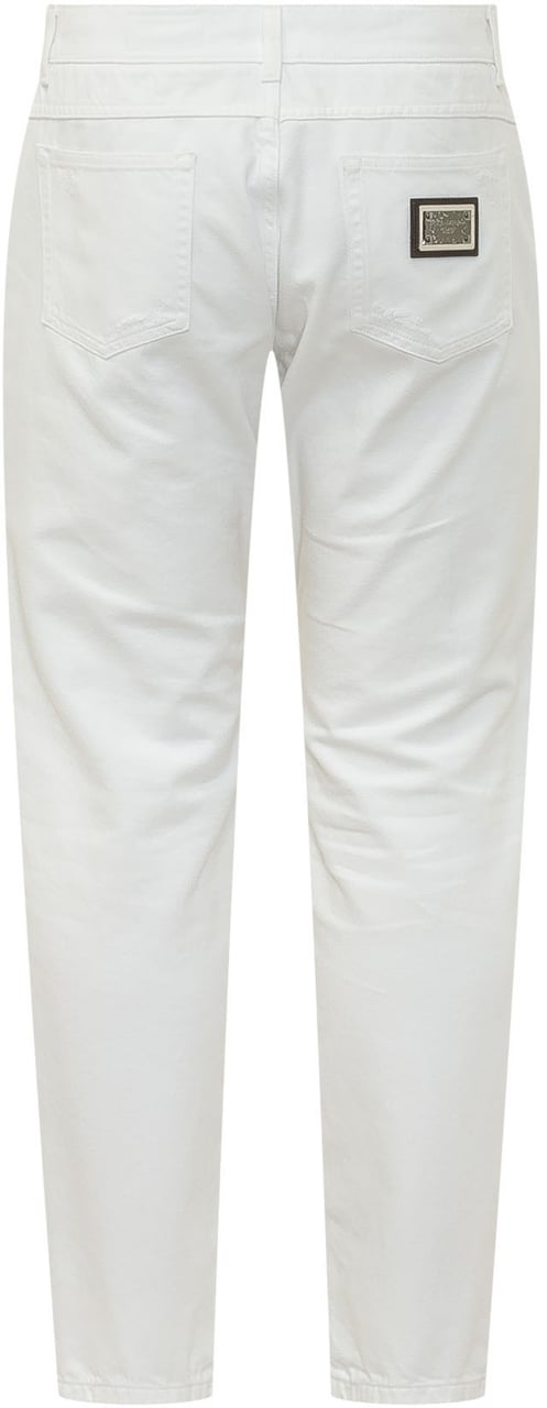 Dolce & Gabbana Pantaloni a Cinque Tasche con Strappo Wit