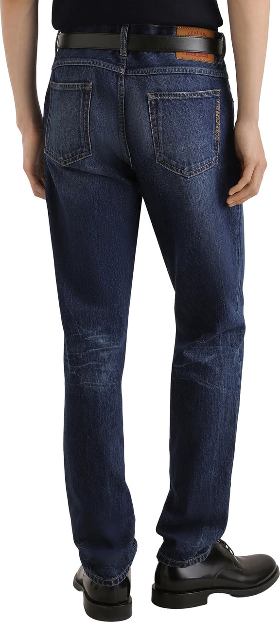 Dolce & Gabbana Straight-Leg Medium-Dark Wash Denim Jeans Zwart