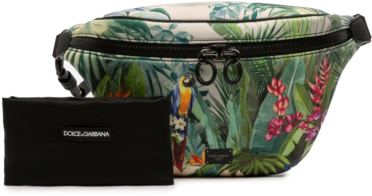 Dolce & Gabbana Neoprene Tropical Print Palermo Belt Bag Groen