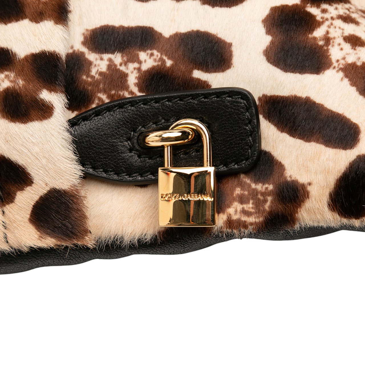 Dolce & Gabbana Pony Hair Leopard Print Chain Tote Bruin