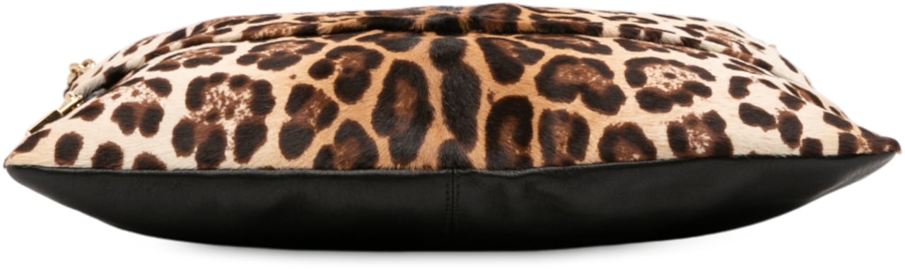 Dolce & Gabbana Pony Hair Leopard Print Chain Tote Bruin