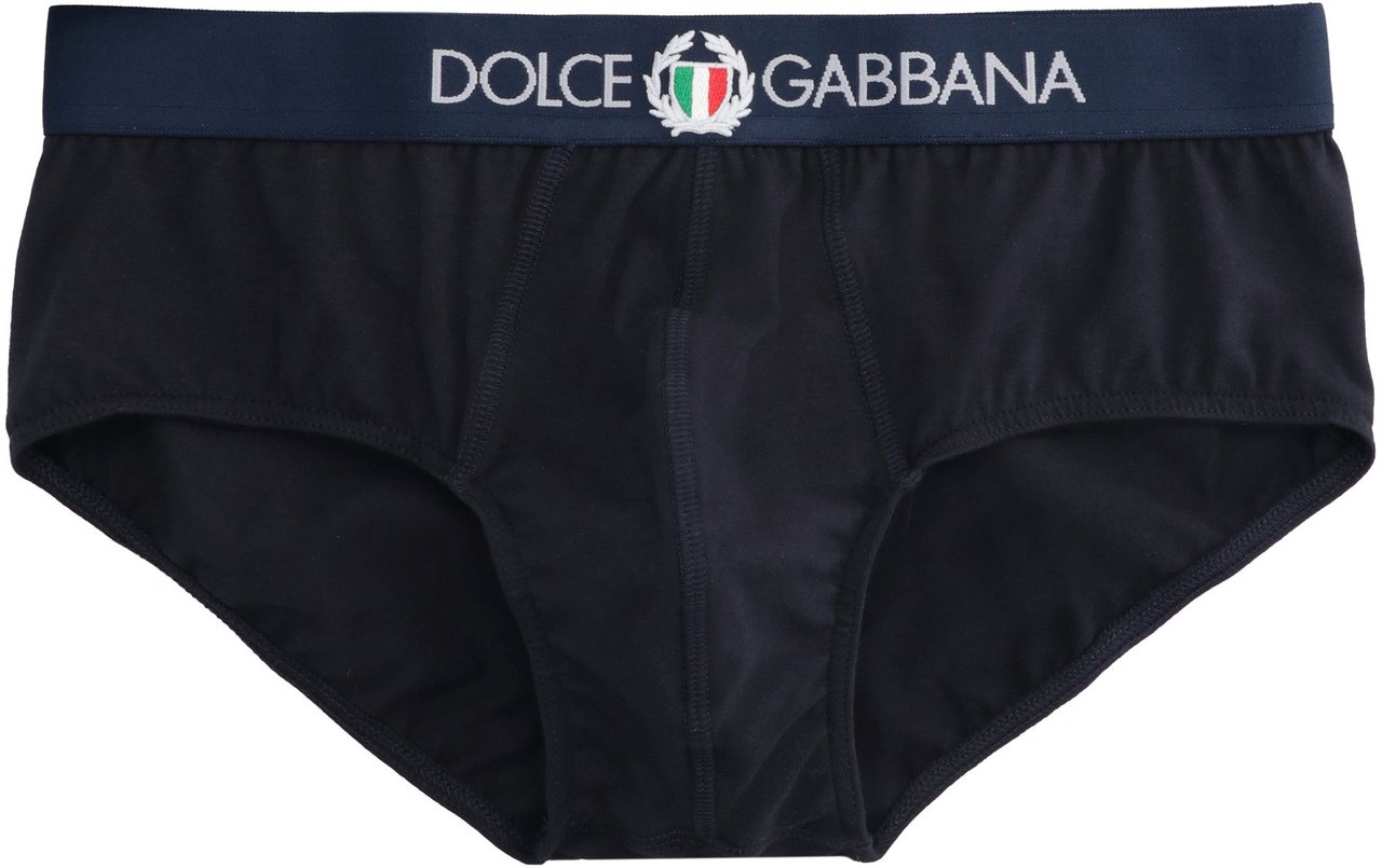Dolce & Gabbana Brando logoed elastic band cotton briefs Blauw