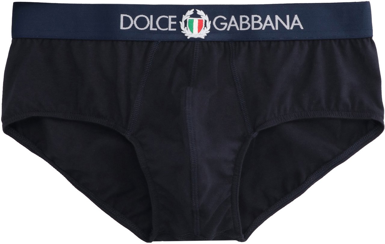 Dolce & Gabbana Brando logoed elastic band cotton briefs Blauw