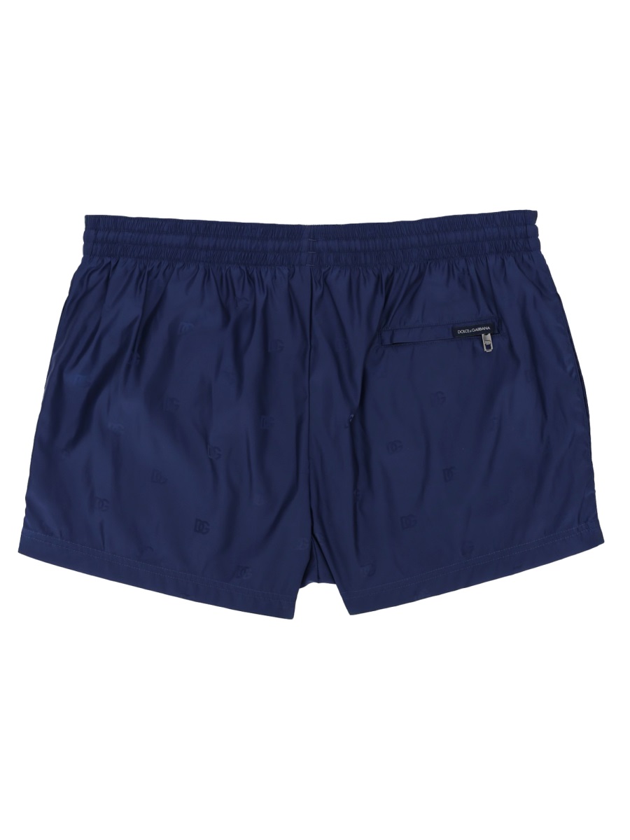 Dolce & Gabbana Navy Tonal Logo Pattern Swim Shorts Zwart
