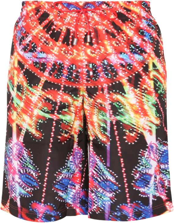 Dolce & Gabbana Long Swim Shorts With Abstract Pattern Maroon