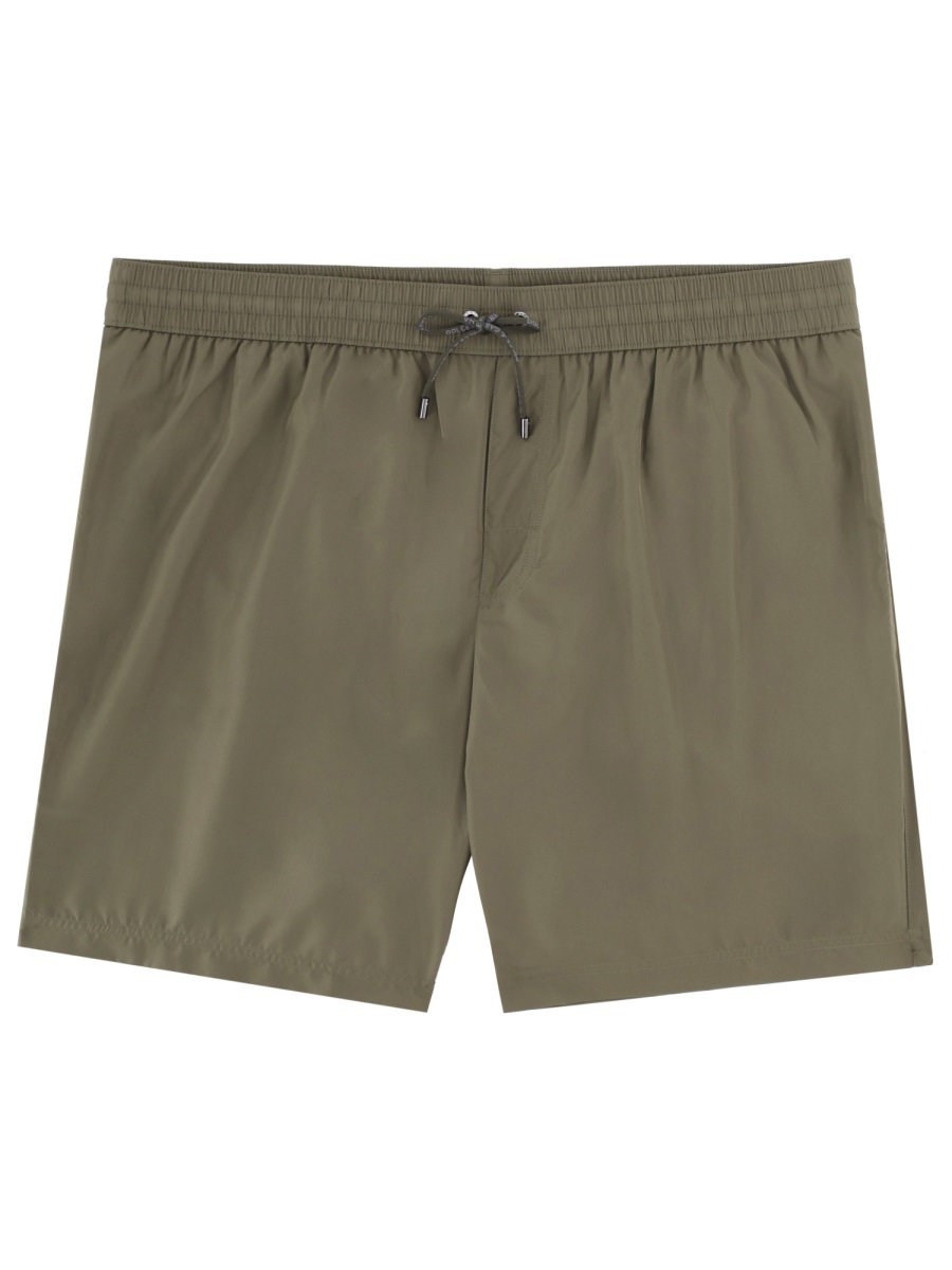 Dolce & Gabbana Neutrals Minimalist Back Pocket Swim Shorts Grijs