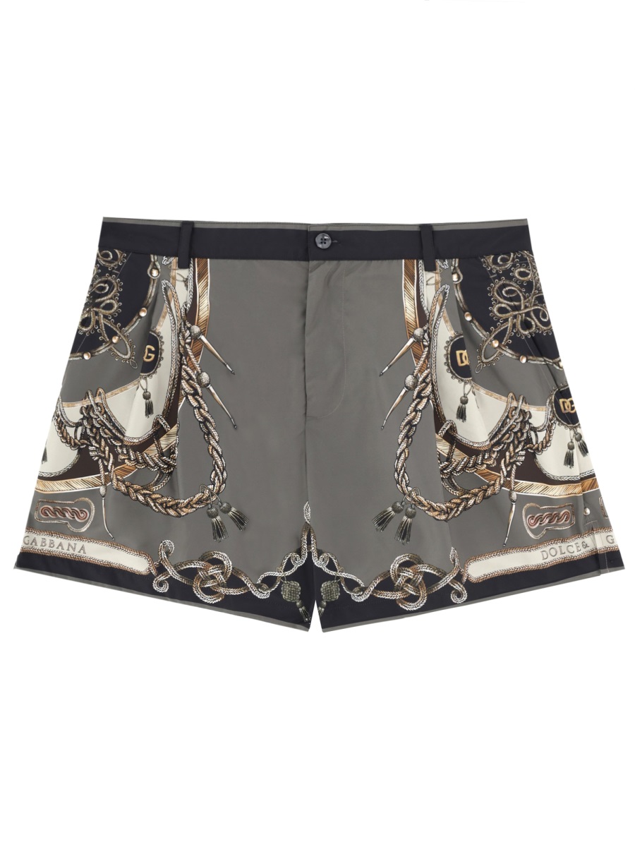 Dolce & Gabbana Chain Motif Swimsuit Shorts Grijs