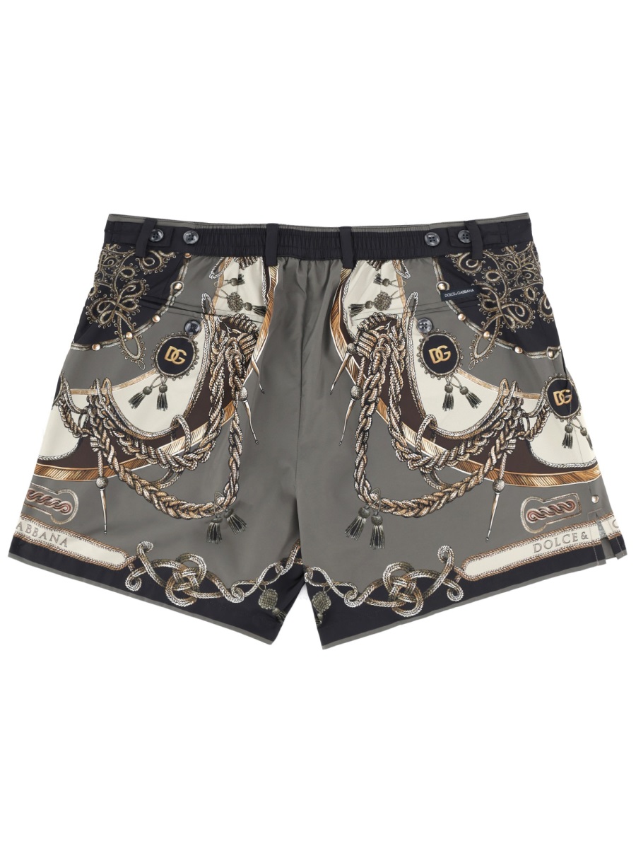Dolce & Gabbana Chain Motif Swimsuit Shorts Grijs