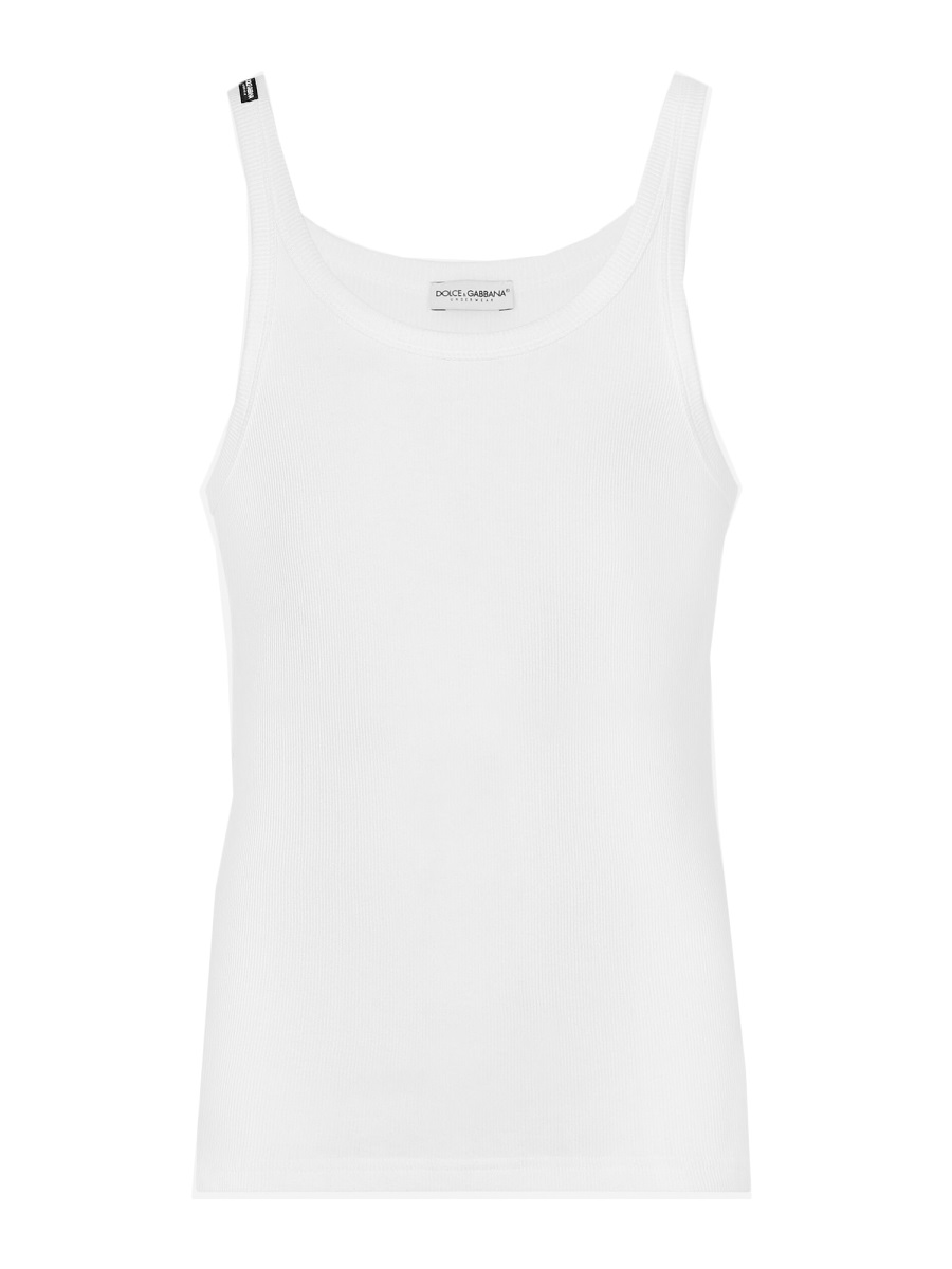 Dolce & Gabbana Marcello Cotton Scoop Neck Tank Top Wit