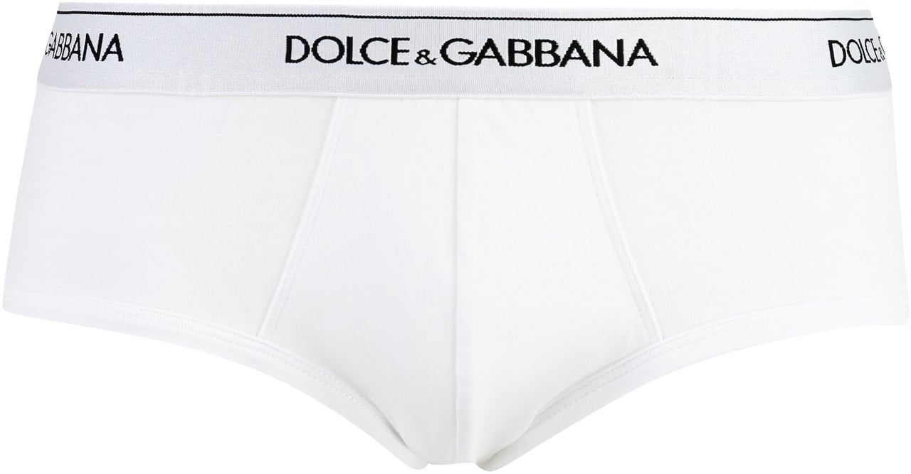 Dolce & Gabbana Set of two cotton briefs with logoed elastic band Wit