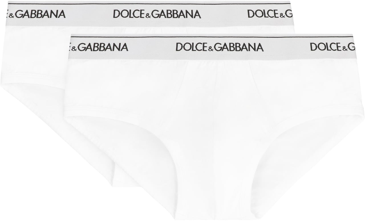 Dolce & Gabbana Set of two cotton briefs with logoed elastic band Wit