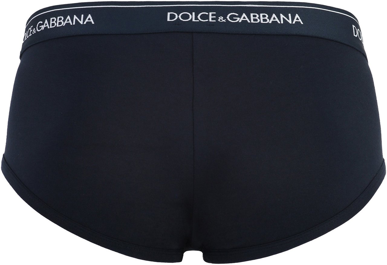 Dolce & Gabbana Set of two cotton briefs with logoed elastic band Blauw