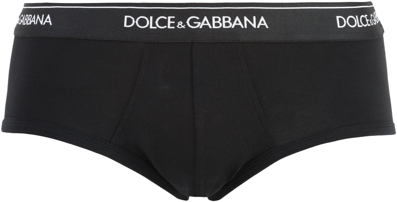 Dolce & Gabbana Set of two cotton briefs with logoed elastic band Zwart
