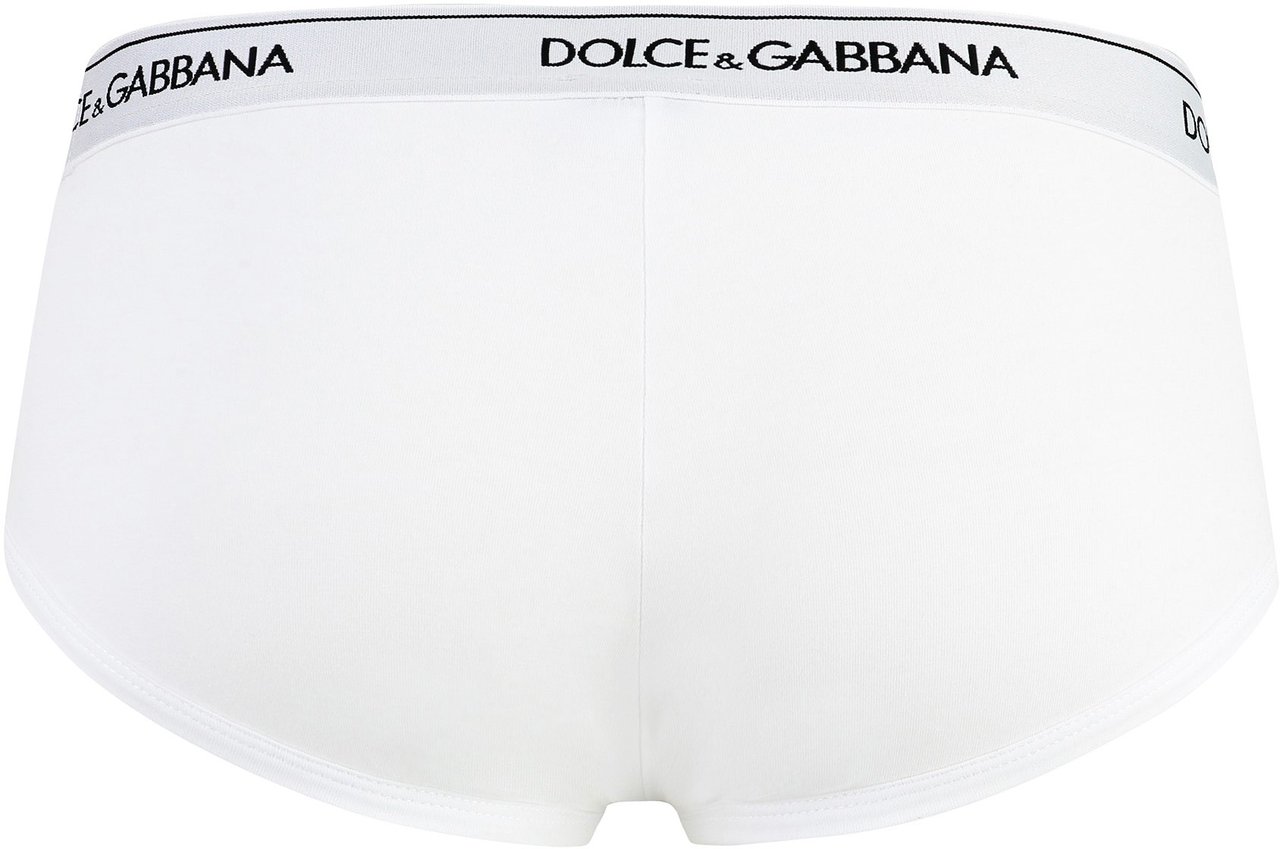 Dolce & Gabbana Set of two cotton briefs with logoed elastic band Wit