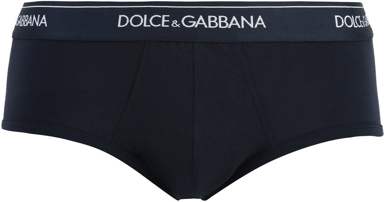Dolce & Gabbana Set of two cotton briefs with logoed elastic band Blauw