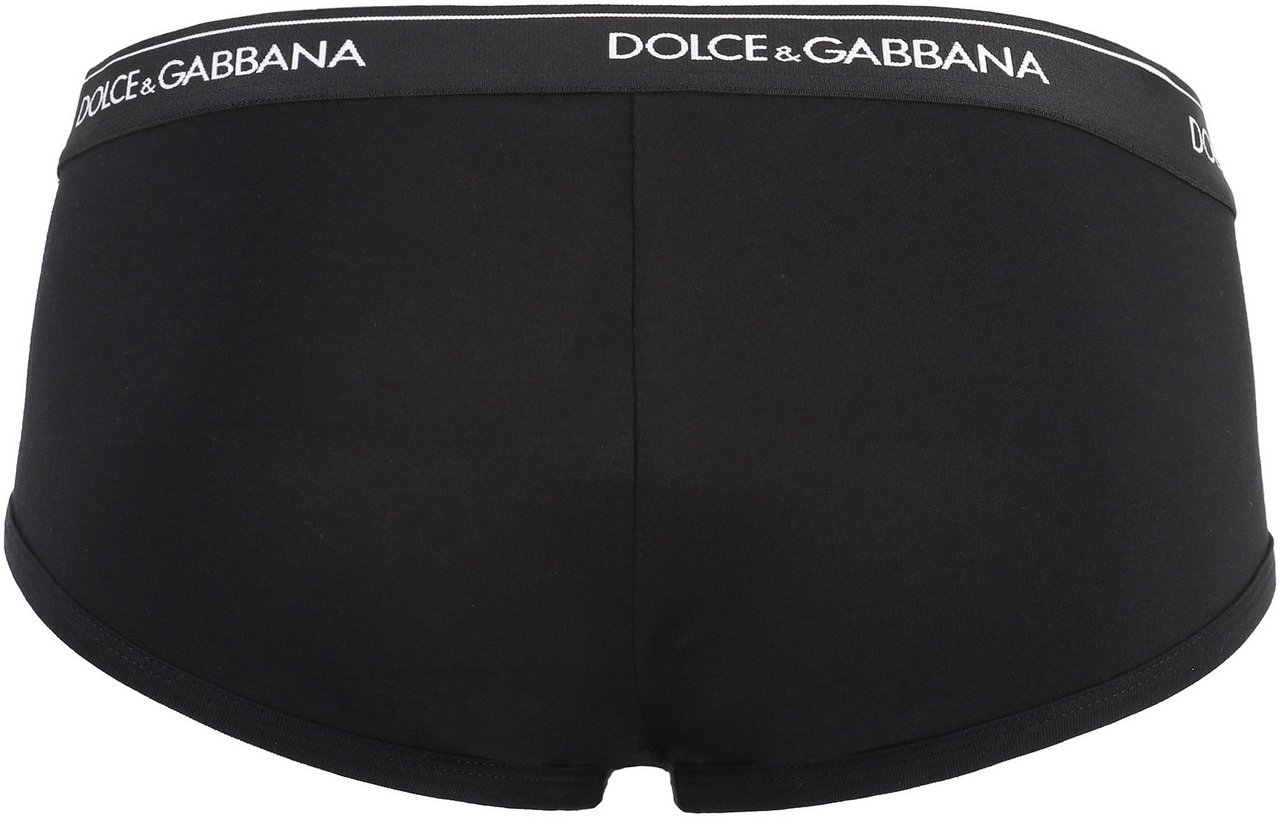 Dolce & Gabbana Set of two cotton briefs with logoed elastic band Zwart