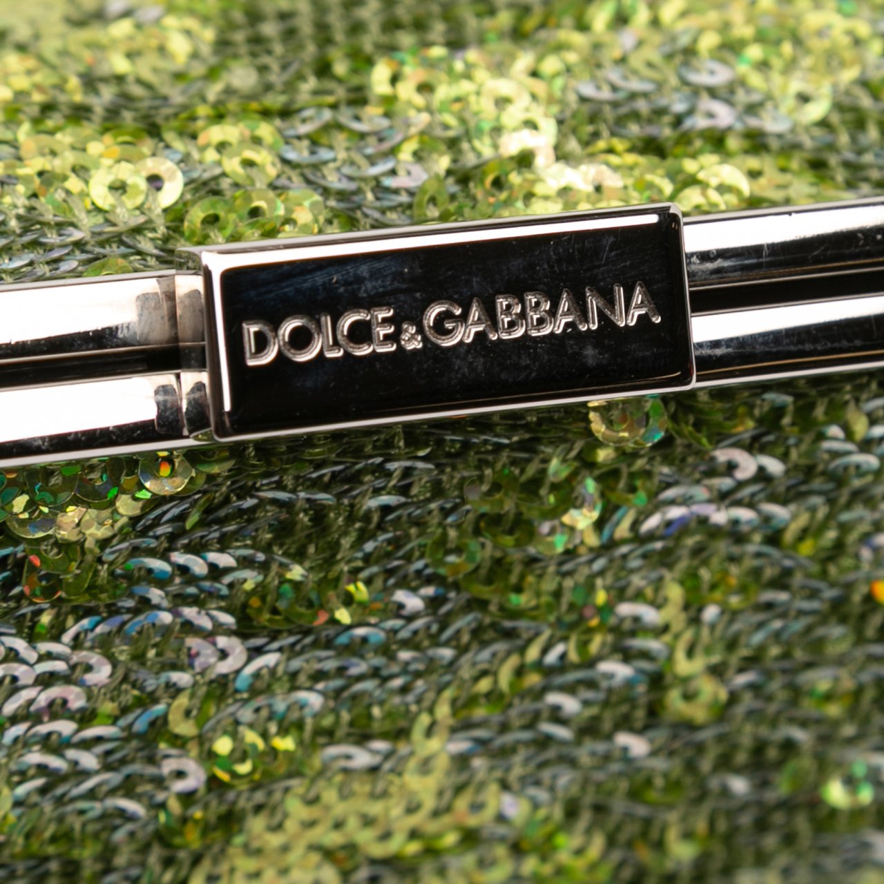 Dolce & Gabbana Sequined Frame Clutch Groen