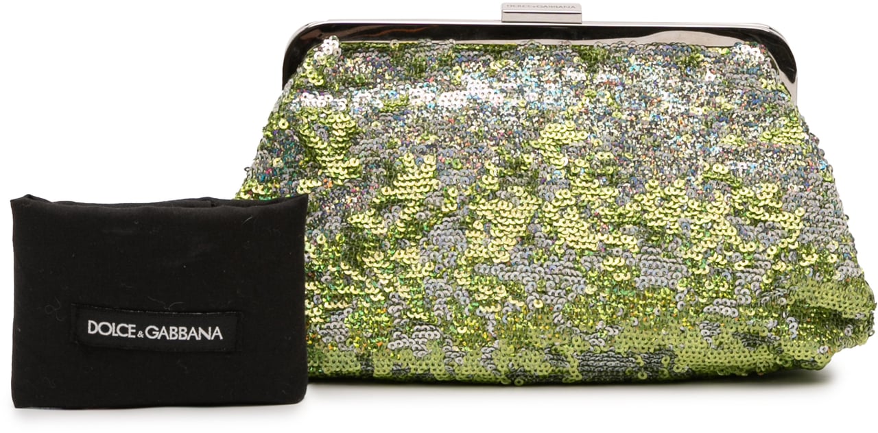Dolce & Gabbana Sequined Frame Clutch Groen