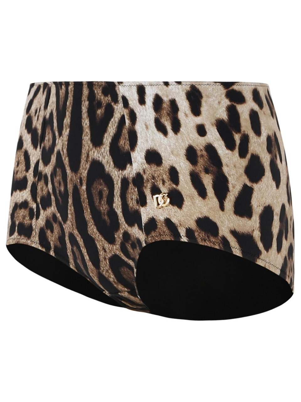 Dolce & Gabbana Leo Print Stretch Polyamide Beach Culottes Zwart