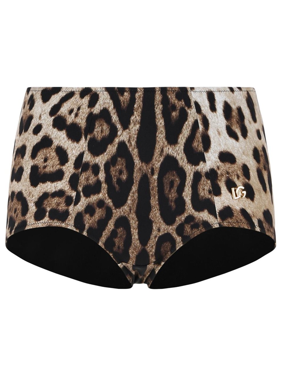 Dolce & Gabbana Leo Print Stretch Polyamide Beach Culottes Zwart