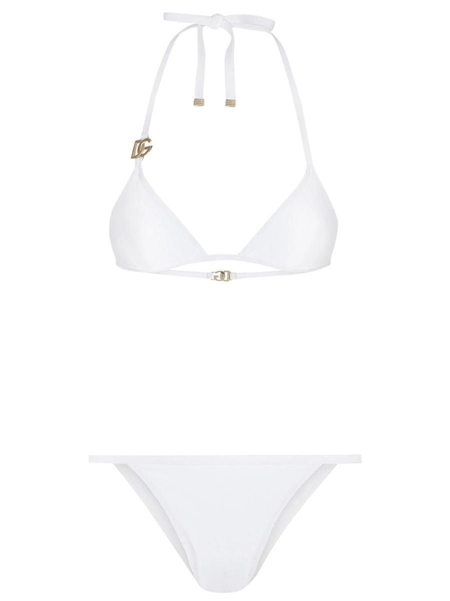 Dolce & Gabbana Neutrals Triangle Top Low-Rise Bikini Set Wit