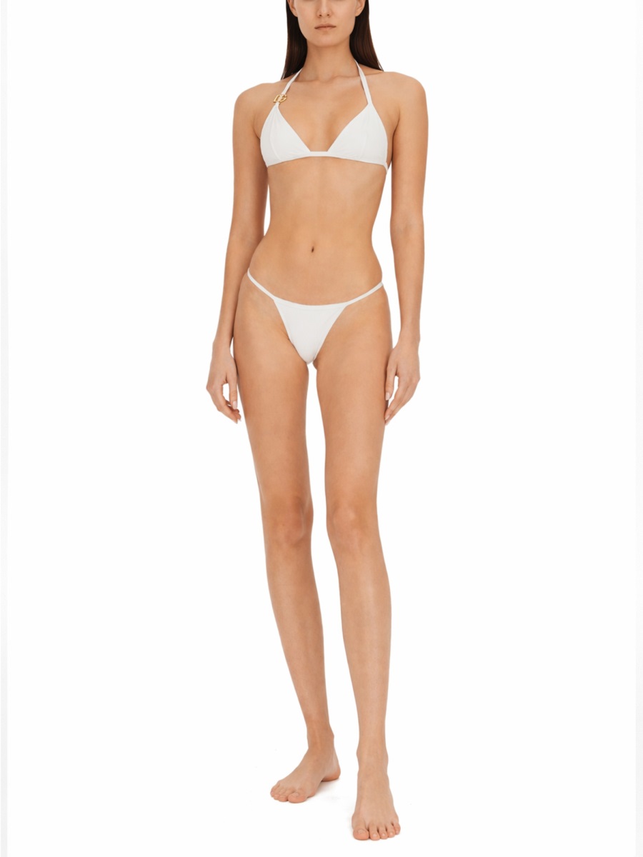 Dolce & Gabbana Neutrals Triangle Top Low-Rise Bikini Set Wit