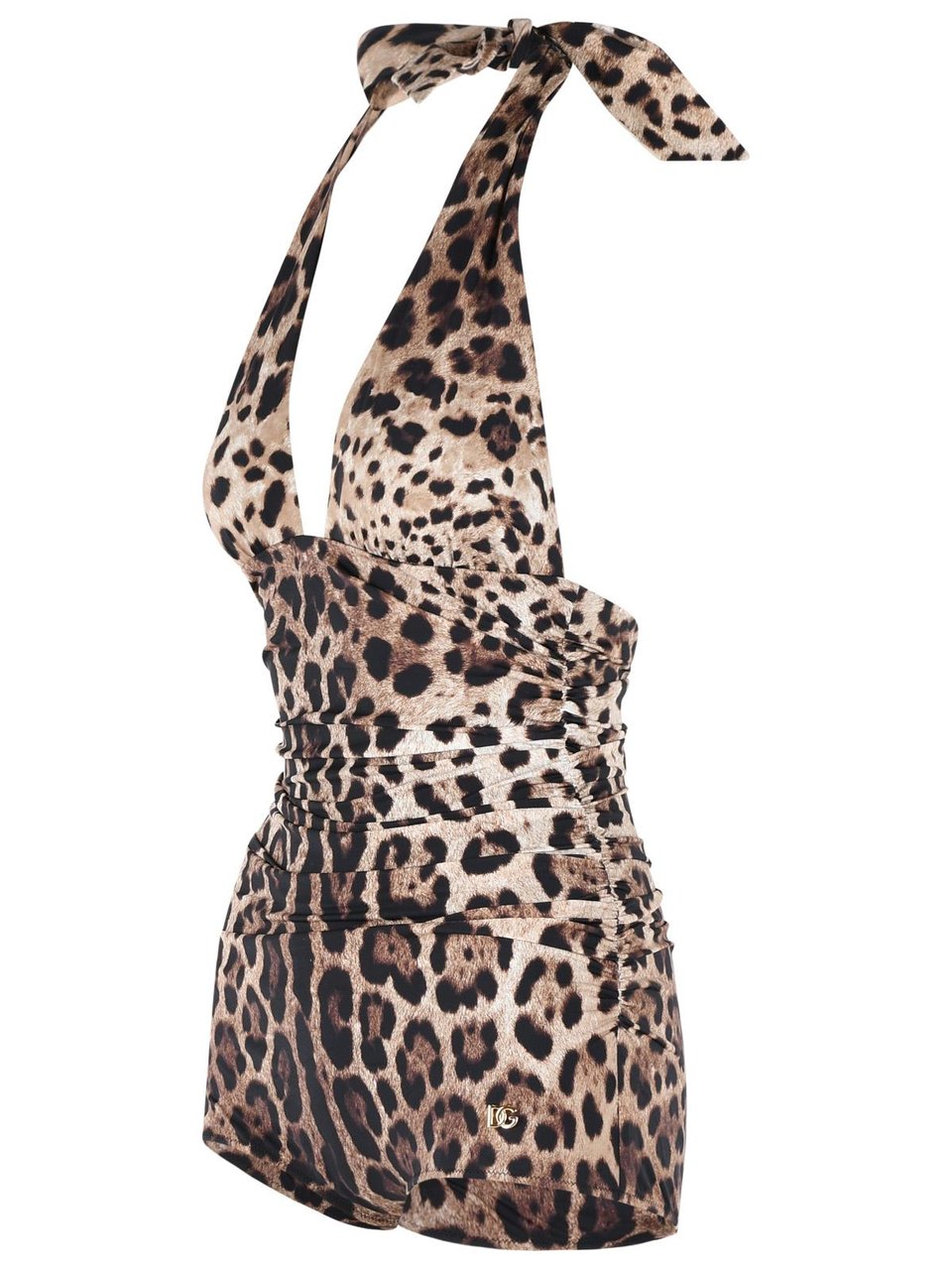 Dolce & Gabbana Leopard Print Stretch Nylon Swimsuit Bruin