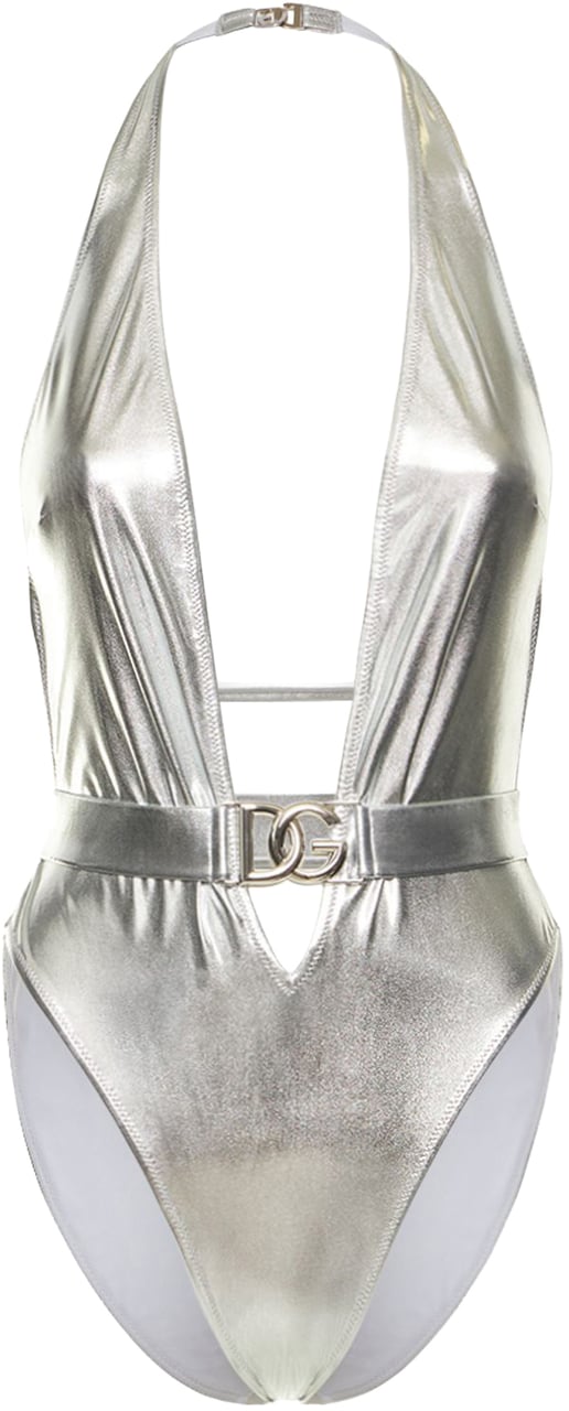 Dolce & Gabbana One-piece costume with logo Zilver