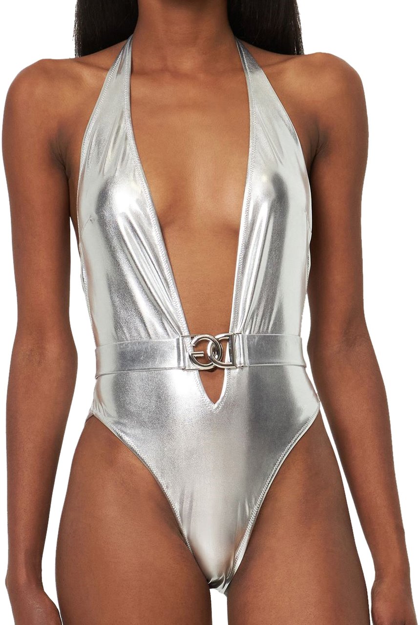 Dolce & Gabbana One-piece costume with logo Zilver