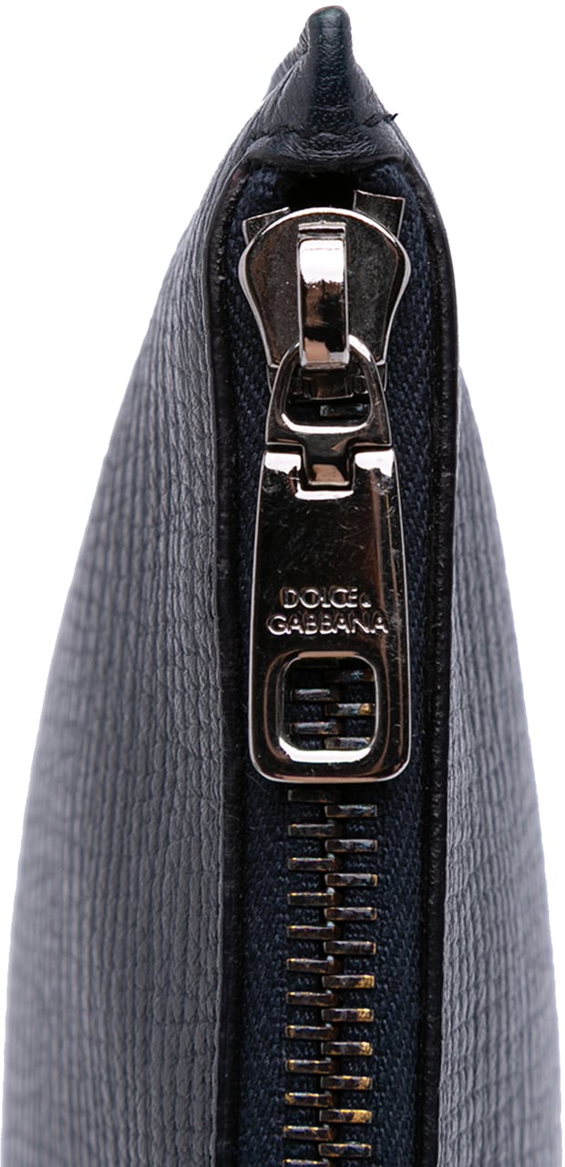 Dolce & Gabbana Leather DG Family Patch Zip Pouch Zwart