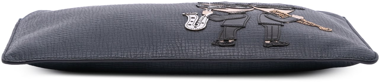 Dolce & Gabbana Leather DG Family Patch Zip Pouch Zwart